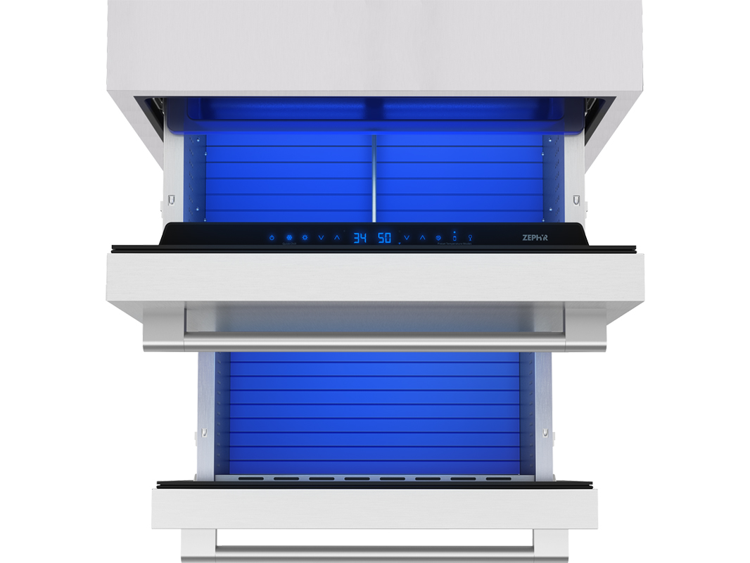 Zephyr Refrigerator drawers 24" ss 2 zones