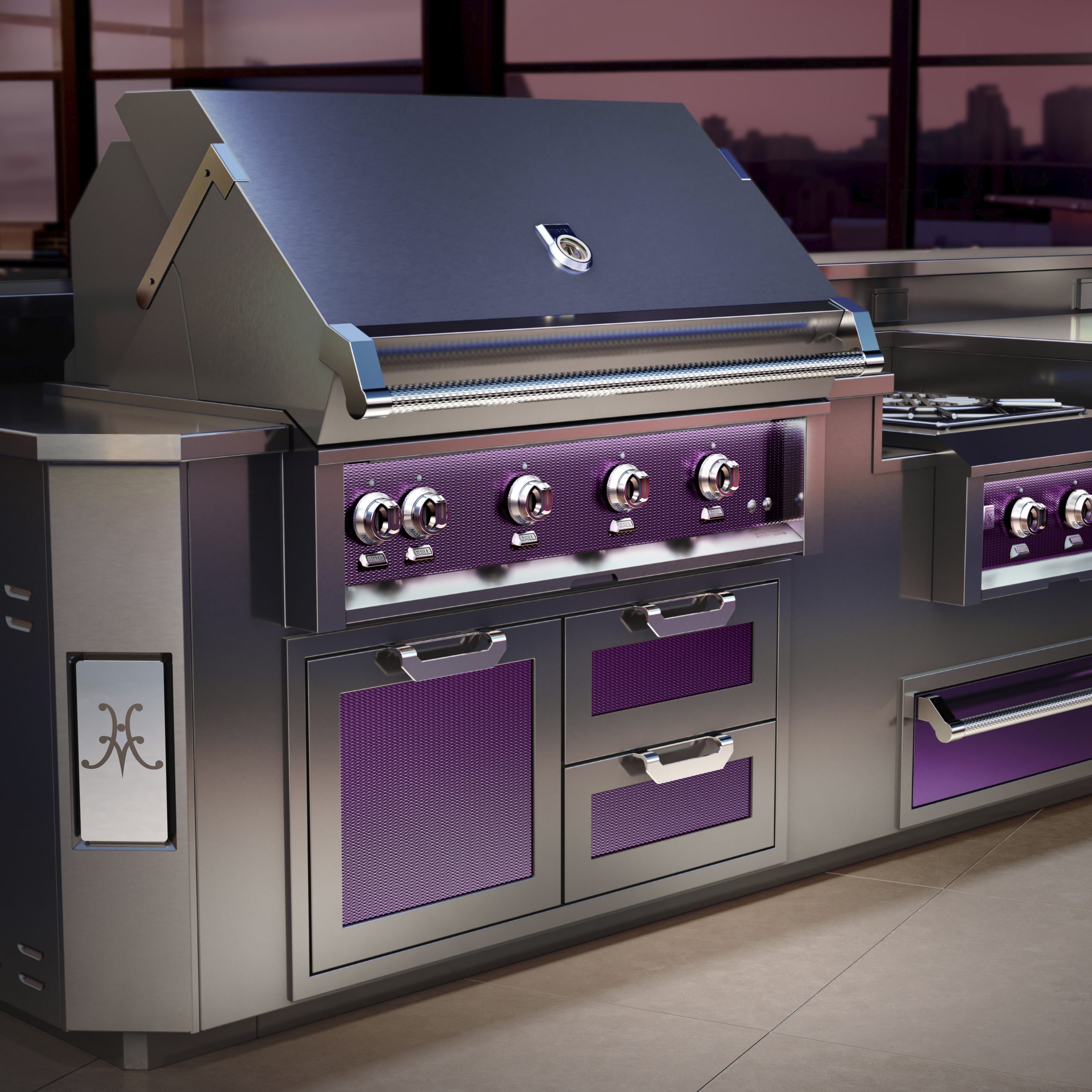 Hestan 42" Built-In Grill 3 Trellis Burners 1 Sear Burner Rotiss