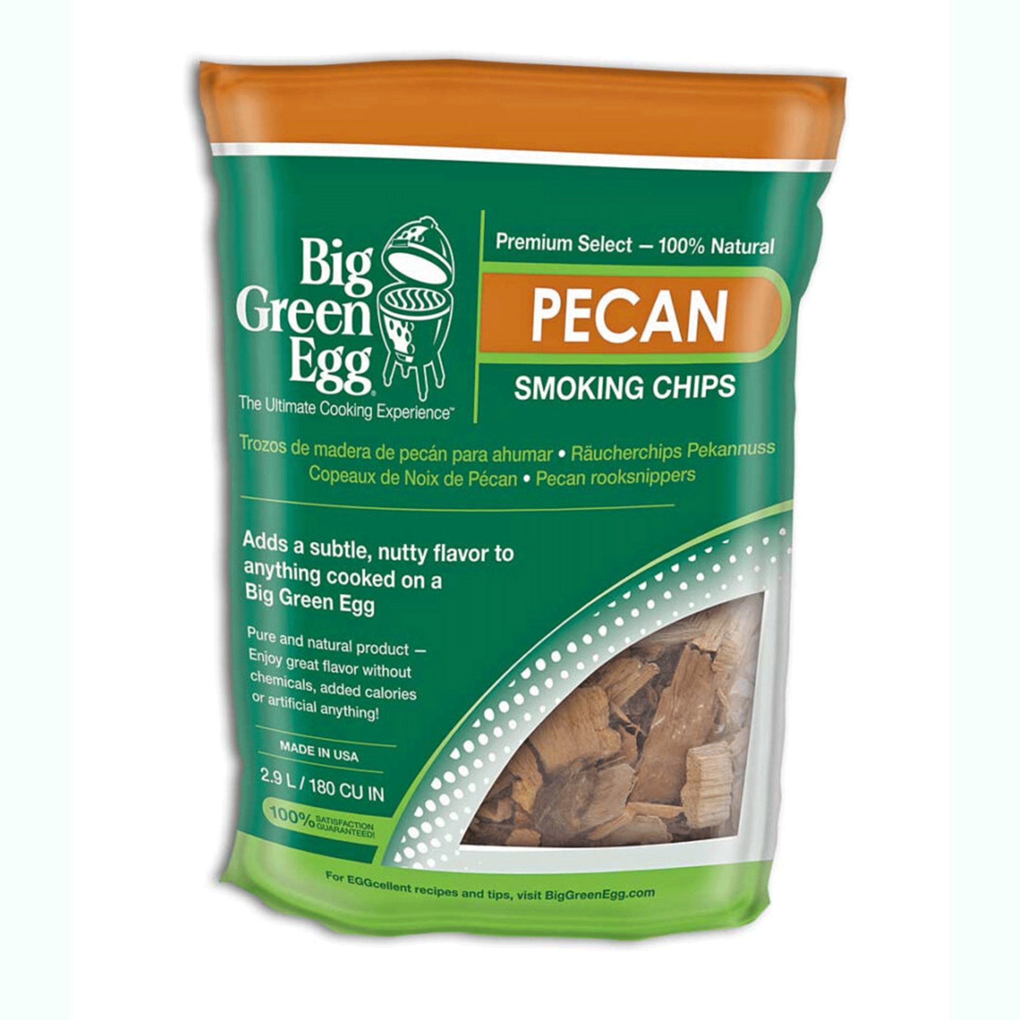 Big Green Egg Premium Kiln Dried Pecan Wood Smoking Chips (2.9 L/180 Cu In)