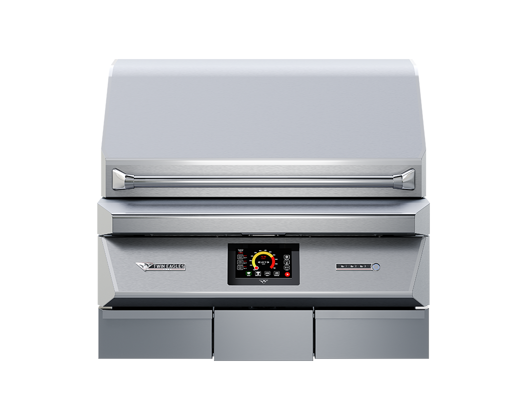 Twin Eagles Wi-Fi Controlled 36-Inch Stainless Steel Pellet Grill and Smoker with Rotisserie On Deluxe Cart