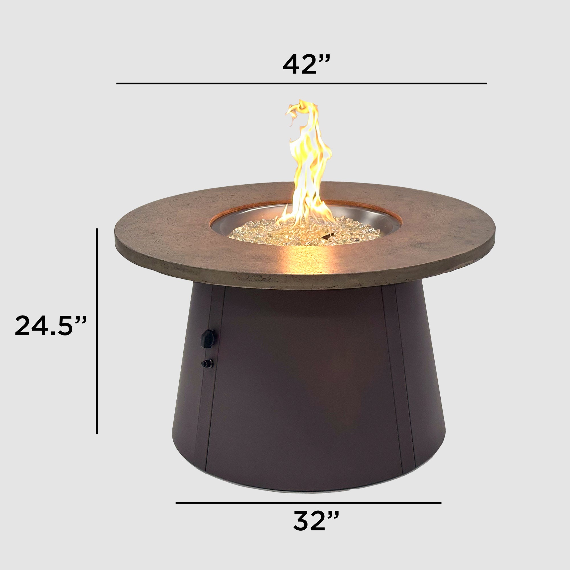Cirvalo 42" Round Gas Fire Pit Table wit - Round Granite Top