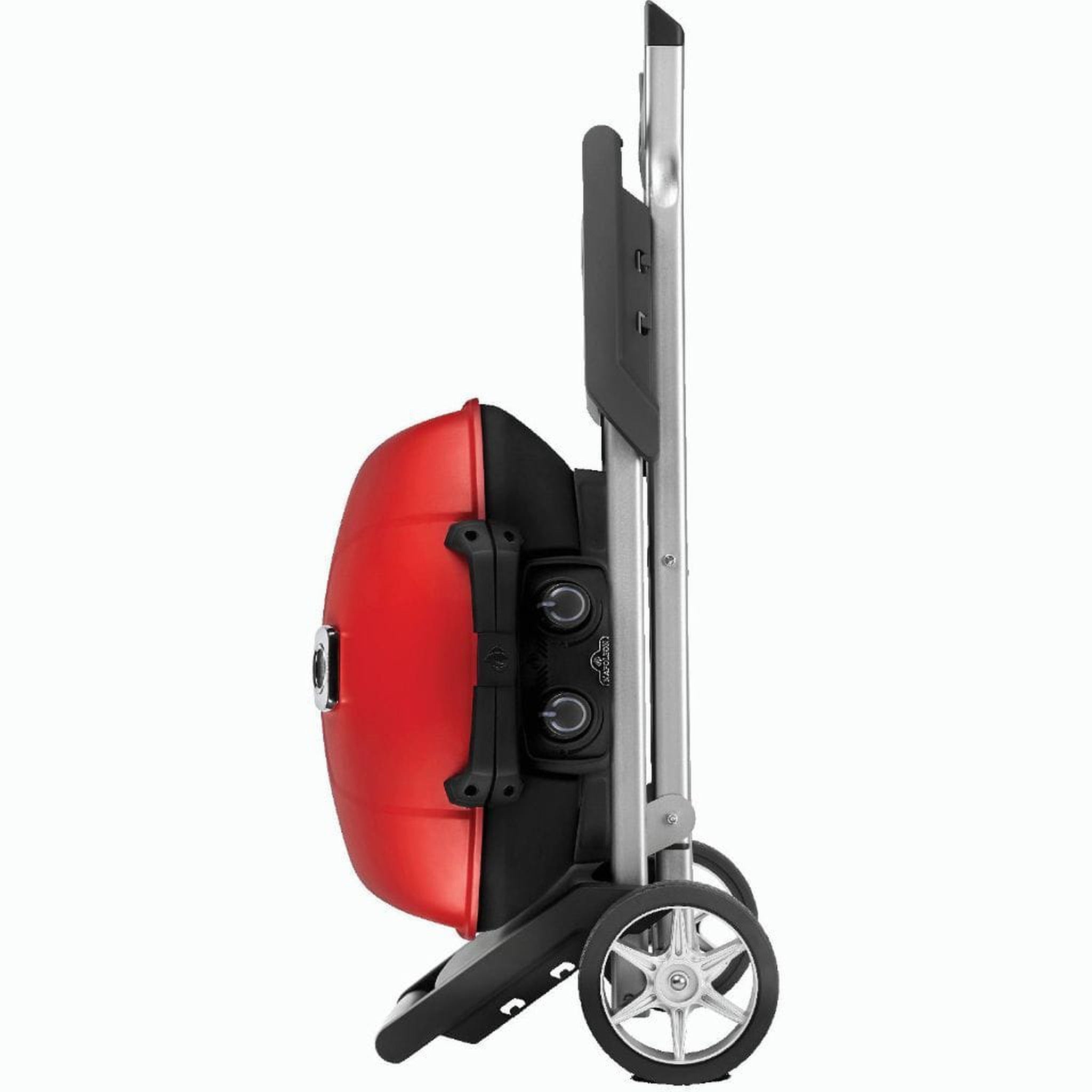 TravelQ 285X Portable Propane Gas Grrill & Scissor Cart with Griddle, Red