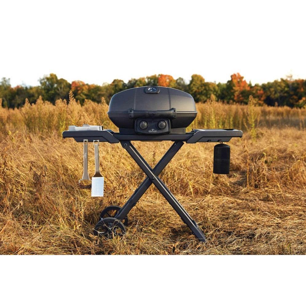 PHANTOM TravelQ PRO 285 Portable Gas Grill with Scissor Cart, Black