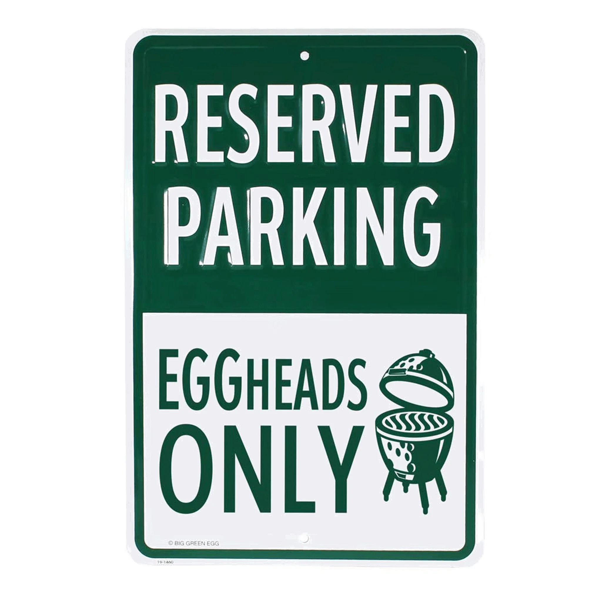 Big Green Egg Stamped Aluminum Egghead Parking Sign