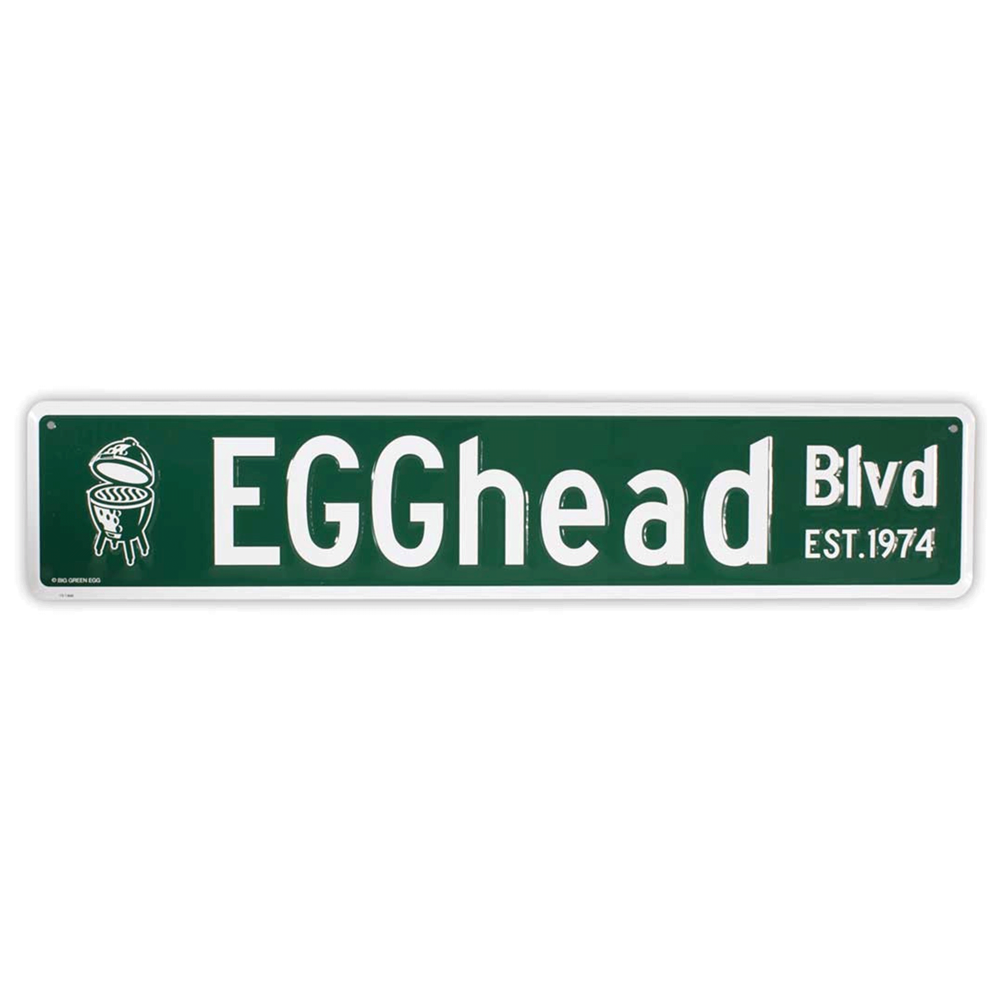 Big Green Egg Stamped Aluminum Egghead Street Sign