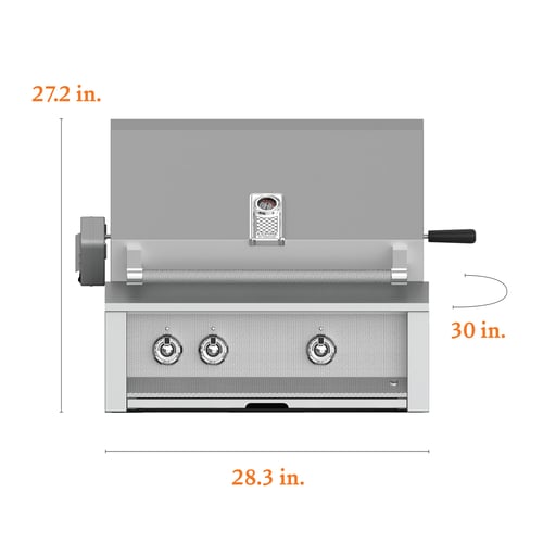 Hestan ASPIRE Grill Built-In 2 U-Burner Rotisserie 30"