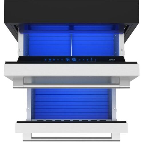 Zephyr Presrv Outdoor Refrigerator Drawers SS 2 Zones
