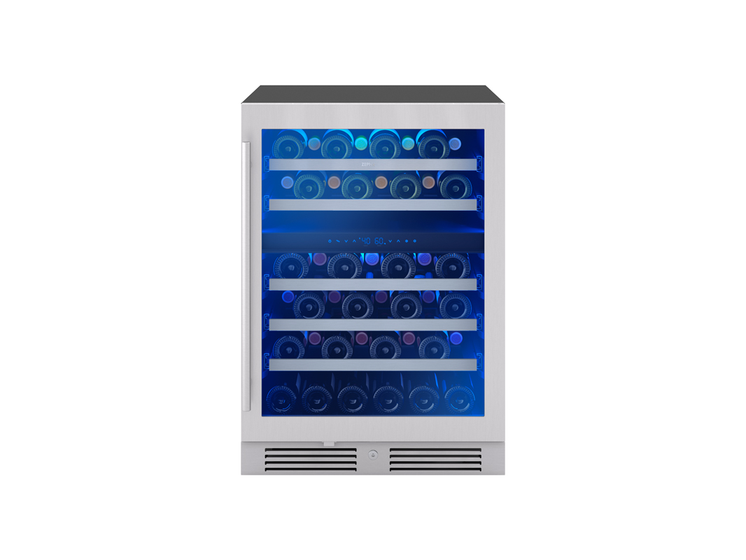Zephyr Wine Cooler 24" Reversible Dual Zone - Chestnut Glass
