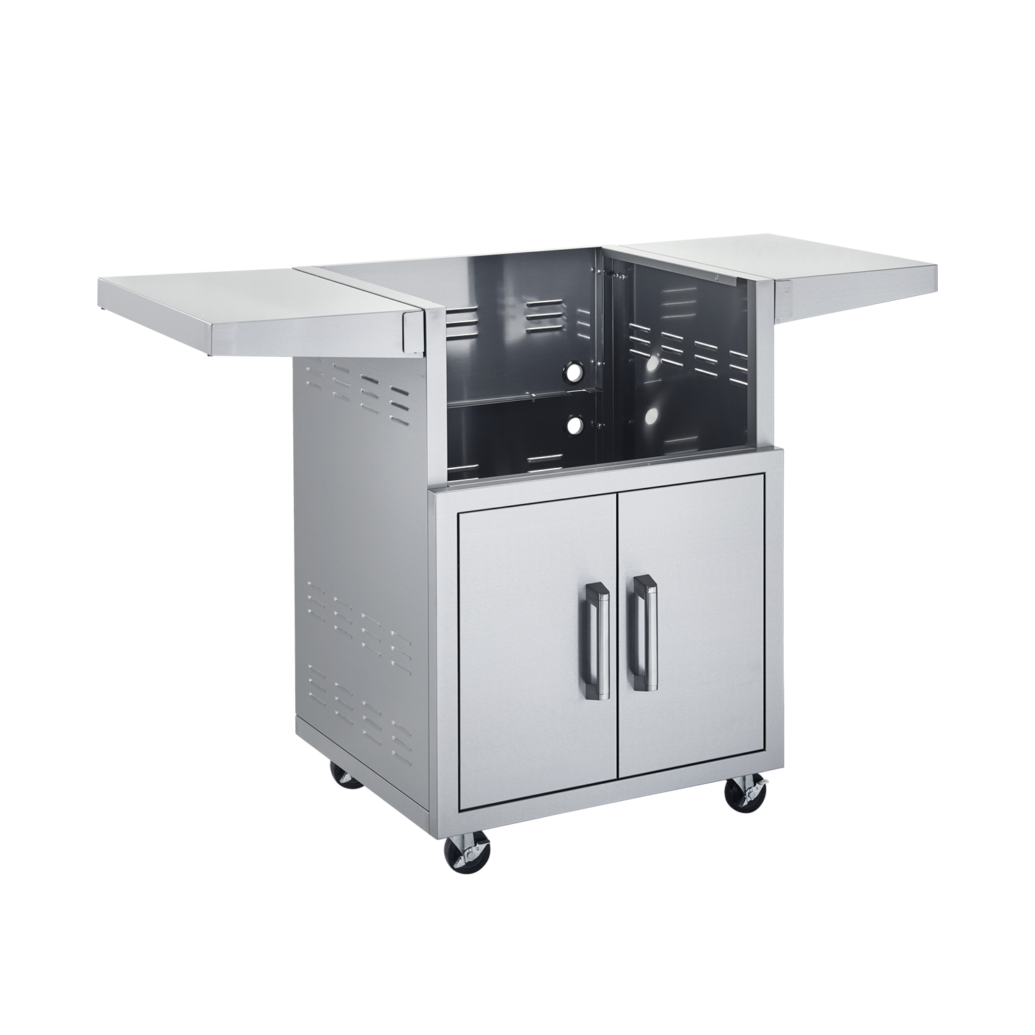 Broilmaster Stainless Steel Cart, 26-in., with 2 doors and 2 fold-down side shelves