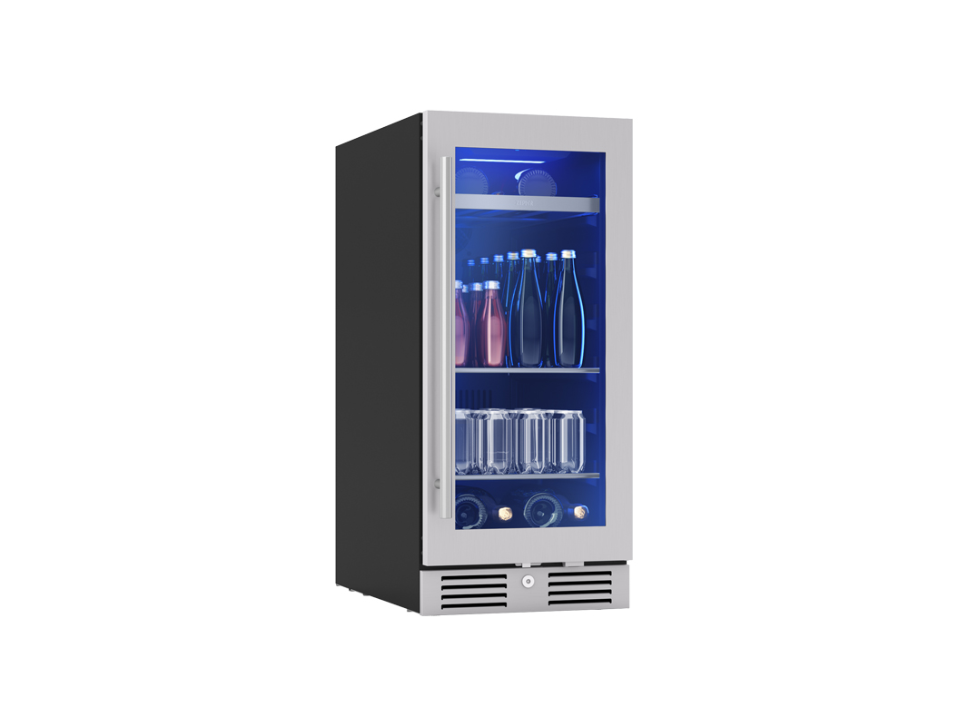 Zephyr Beverage Center 15" Reversible Single Zone Stainless & Gla