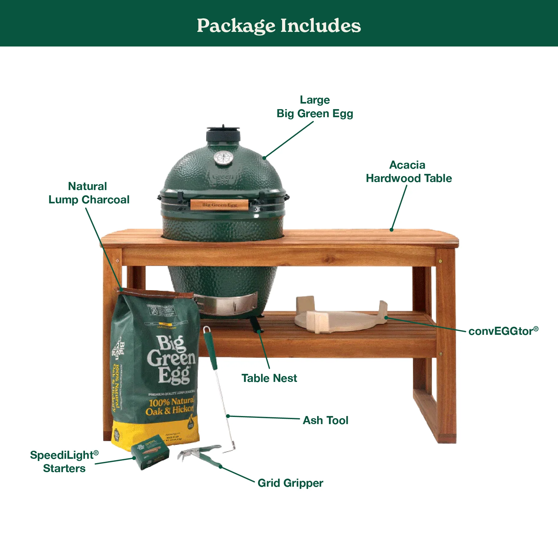 Big Green Egg Large Big Green Egg In Acacia Table Package