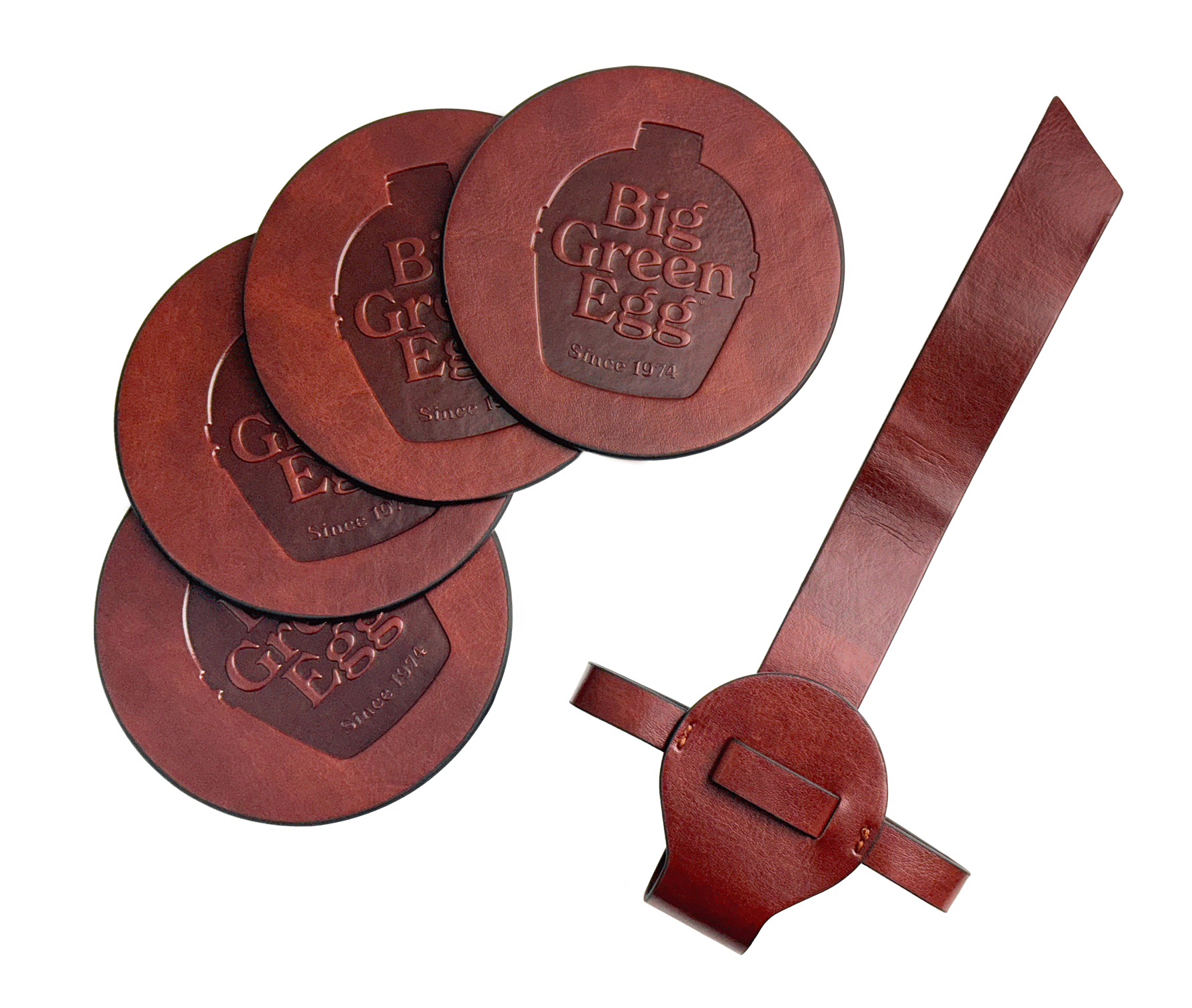 Big Green Egg Leather Coasters Egg Silhouette