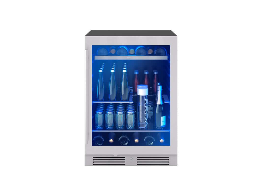 Zephyr Beverage Center 24" Reversible Single Zone - Chestnut Glass