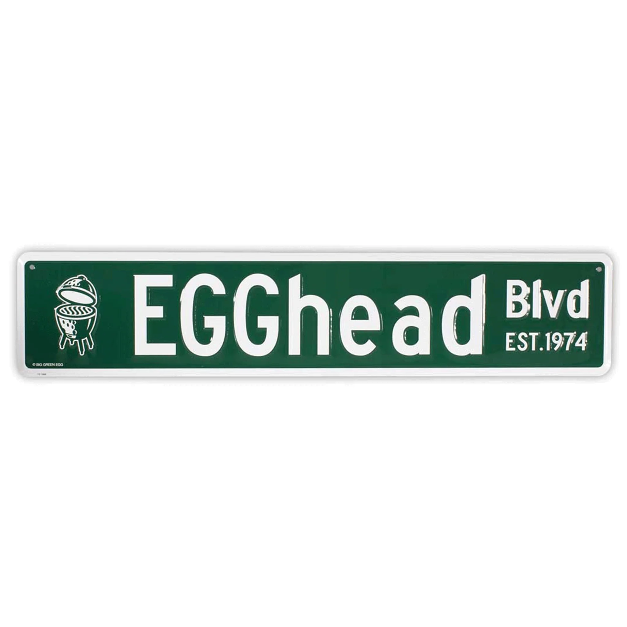 Big Green Egg Stamped Aluminum Egghead Street Sign