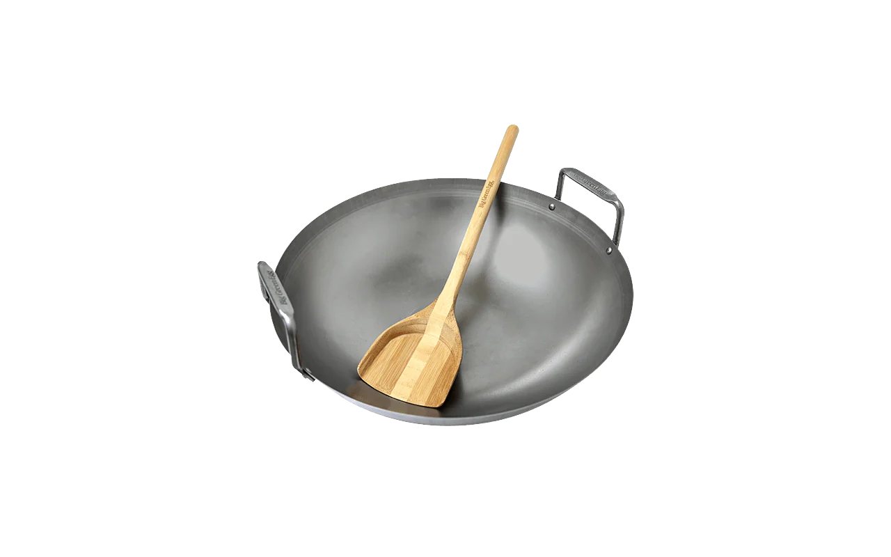 Big Green Egg Carbon Steel Grill Wok W/ Bamboo Spatula