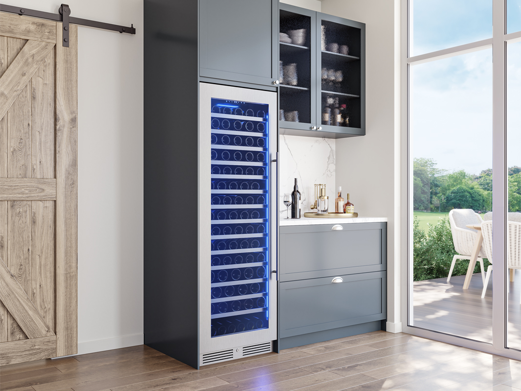 Zephyr Wine cooler 24" full size ss + glass reversible 1 zone