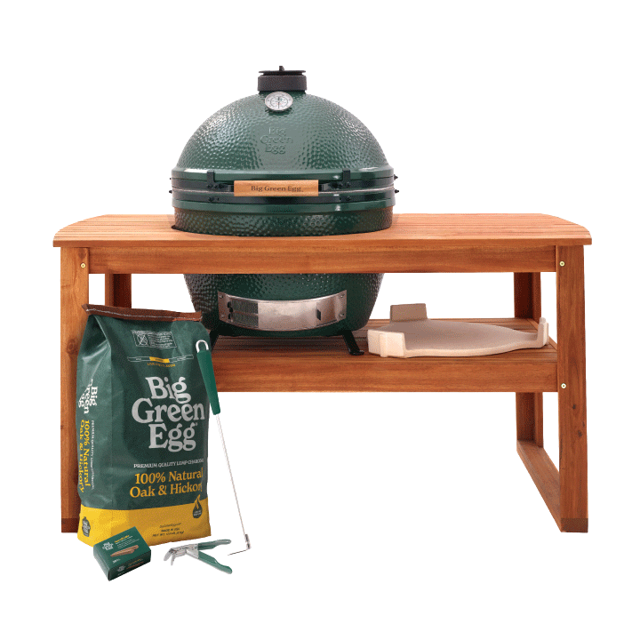 Big Green Egg Xl Big Green Egg In Acacia Table Package