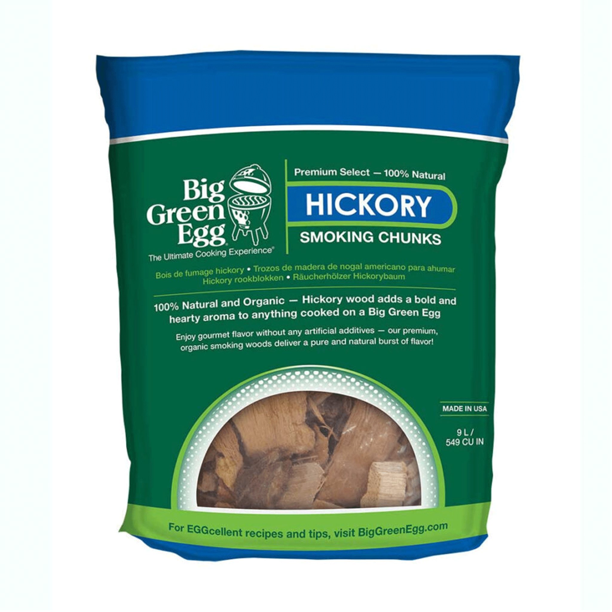 Big Green Egg Premium Kiln Dried Hickory Wood Smoking Chunks (9 L/549 Cu In)