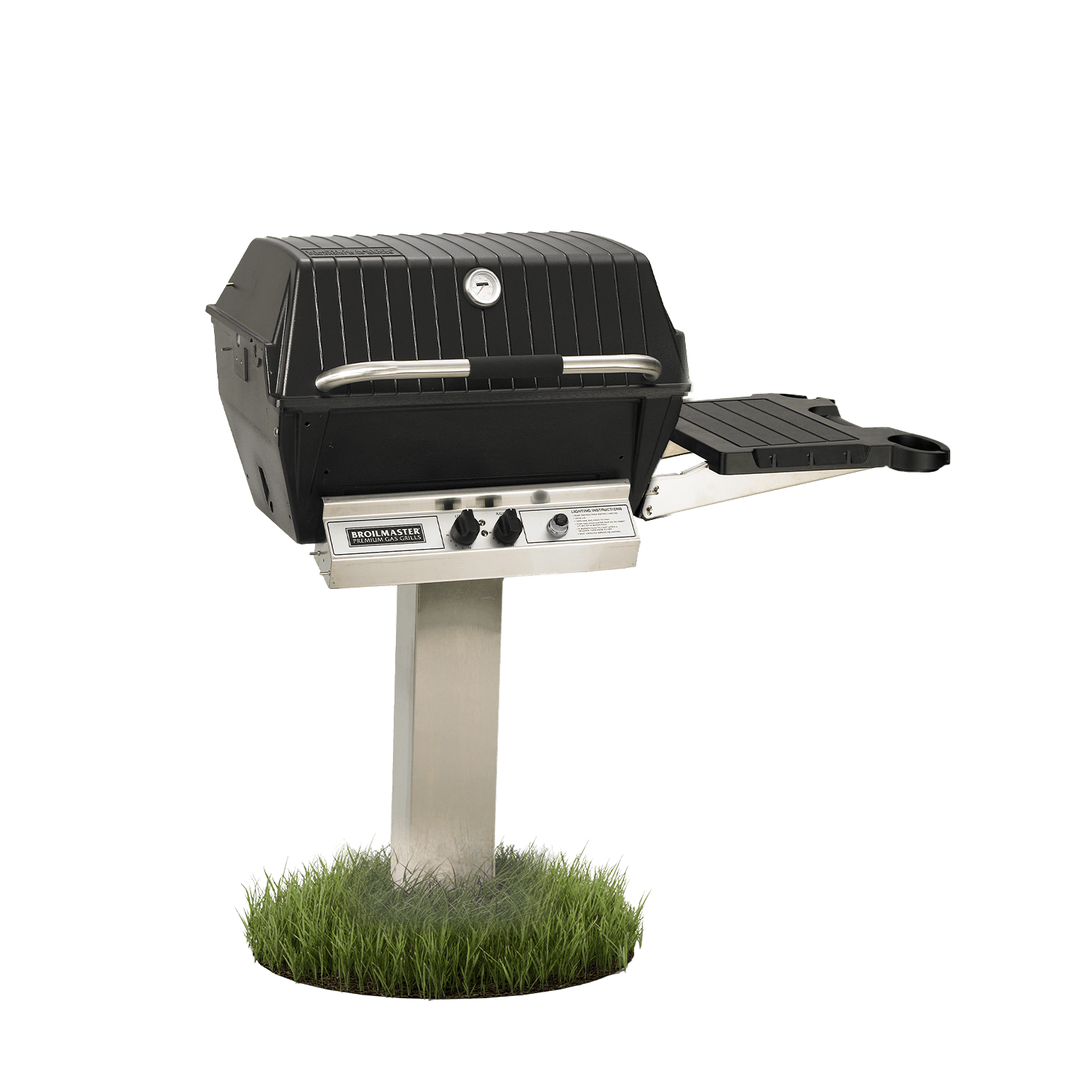 Broilmaster Package 6, Stainless In-Ground Post, one Side Shelf with Stainless Bracket, Natural