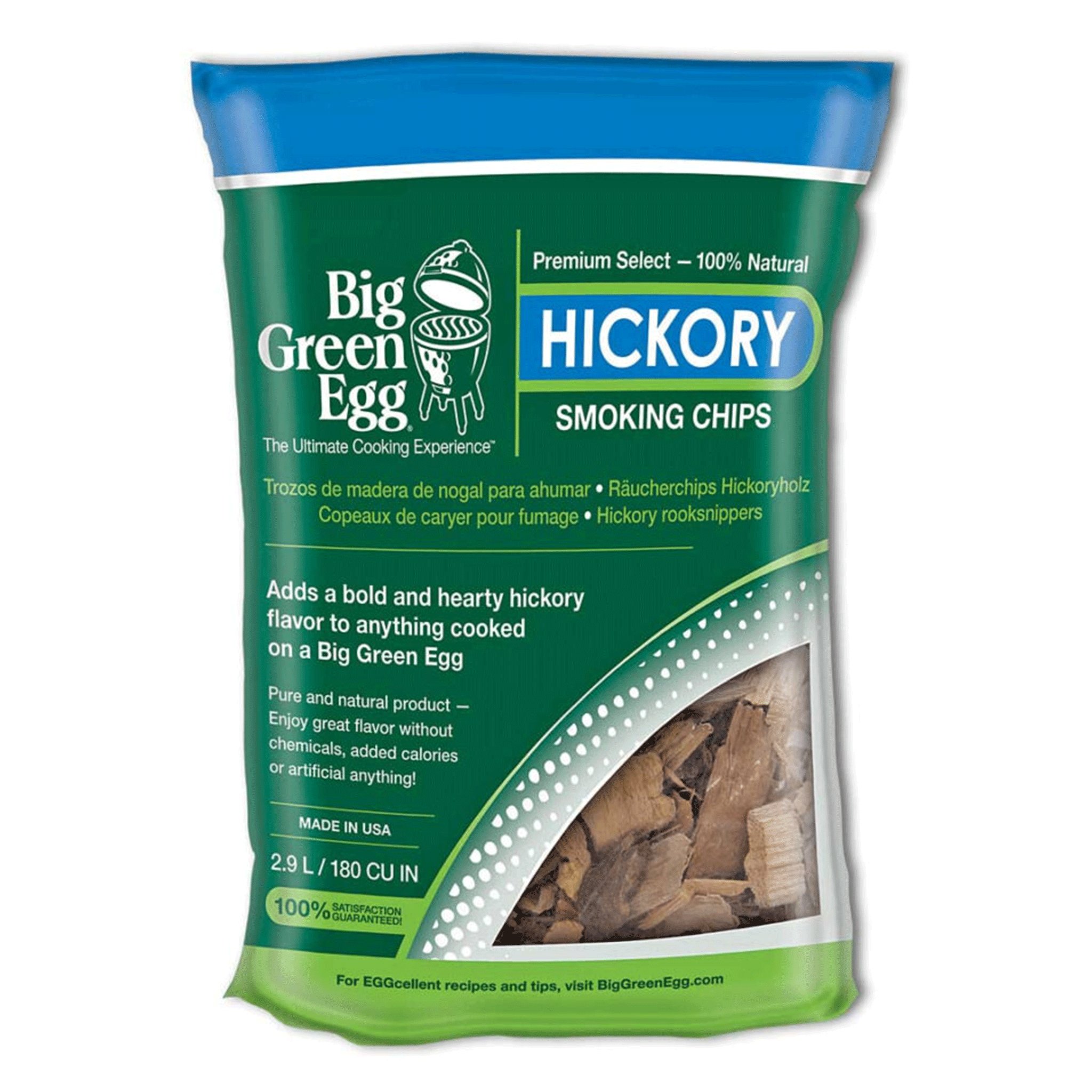 Big Green Egg Premium Kiln Dried Hickory Wood Smoking Chips (2.9 L/180 Cu In)
