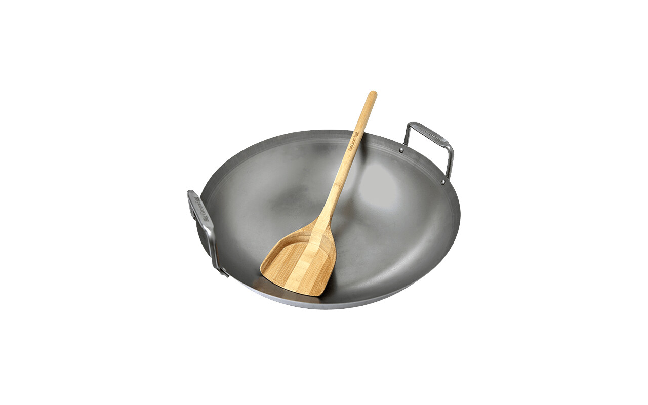 Big Green Egg Carbon Steel Grill Wok W/ Bamboo Spatula