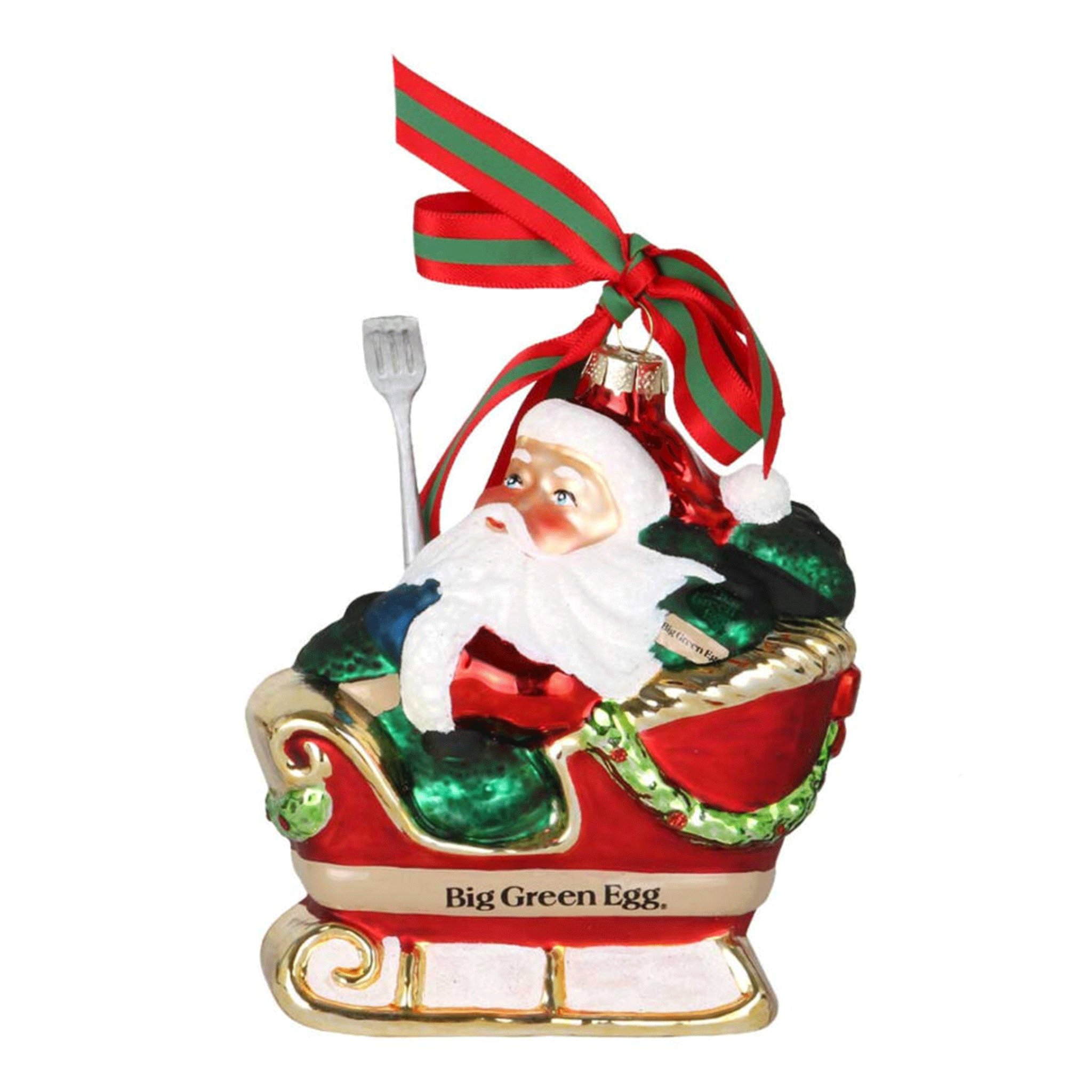 Big Green Egg Glass Christmas Ornament Classic Santa