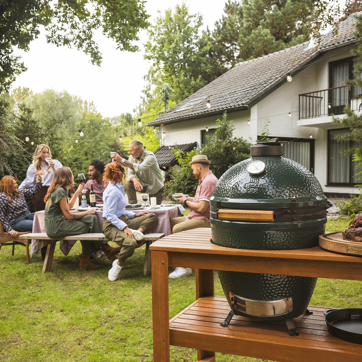 Big Green Egg Table - Solid Acacia Hardwood For Large Egg