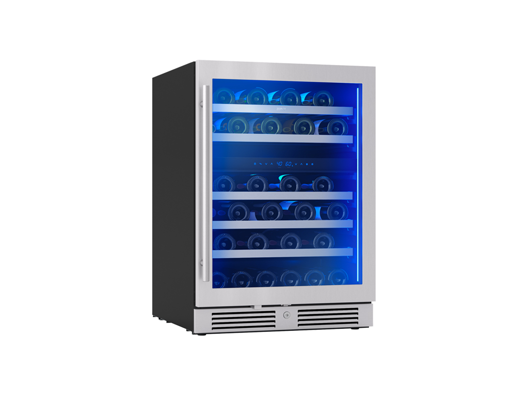 Zephyr Wine Cooler 24" Reversible Dual Zone - Chestnut Glass