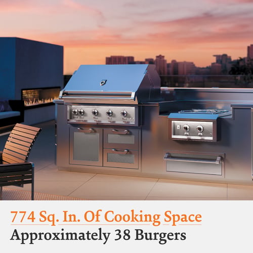 Hestan 42" Built-In Grill 3 Trellis Burners 1 Sear Burner Rotiss