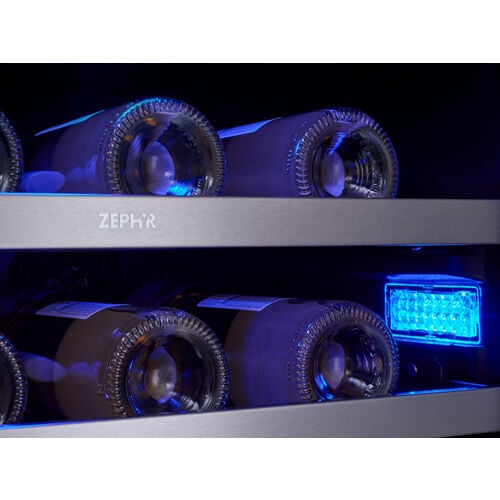 Zephyr Wine cooler 24" full size ss + glass reversible 2 zones