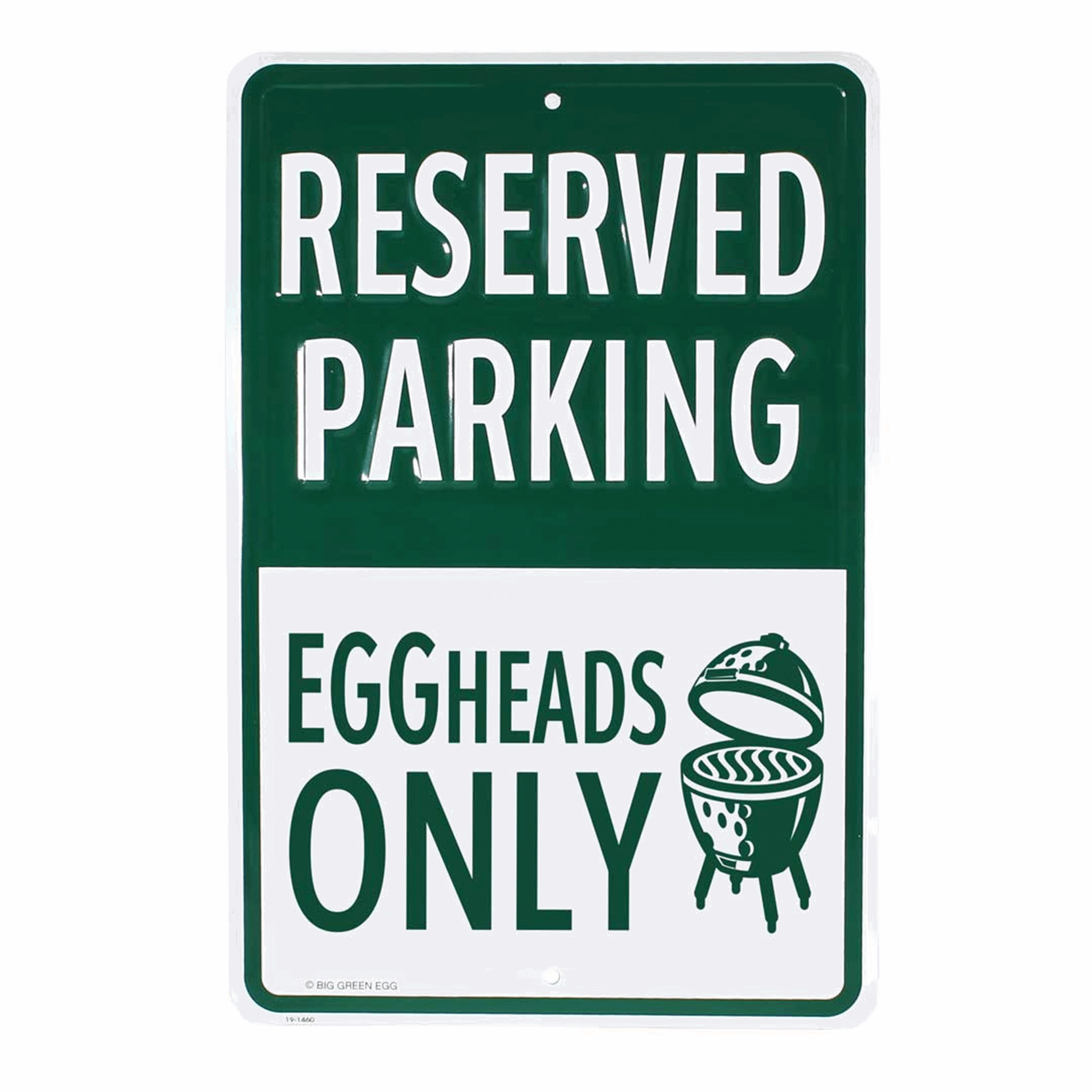 Big Green Egg Stamped Aluminum Egghead Parking Sign