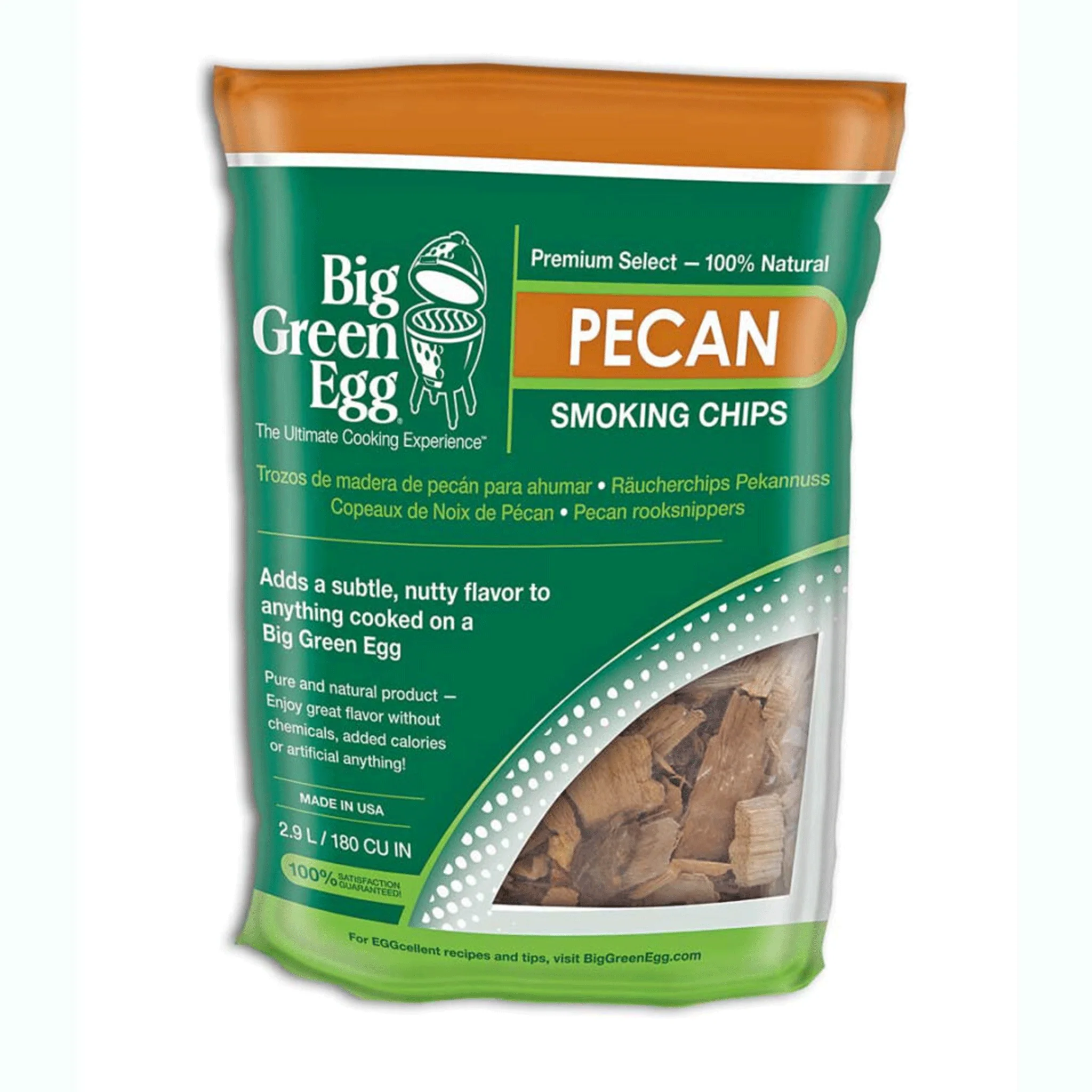 Big Green Egg Premium Kiln Dried Pecan Wood Smoking Chips (2.9 L/180 Cu In)