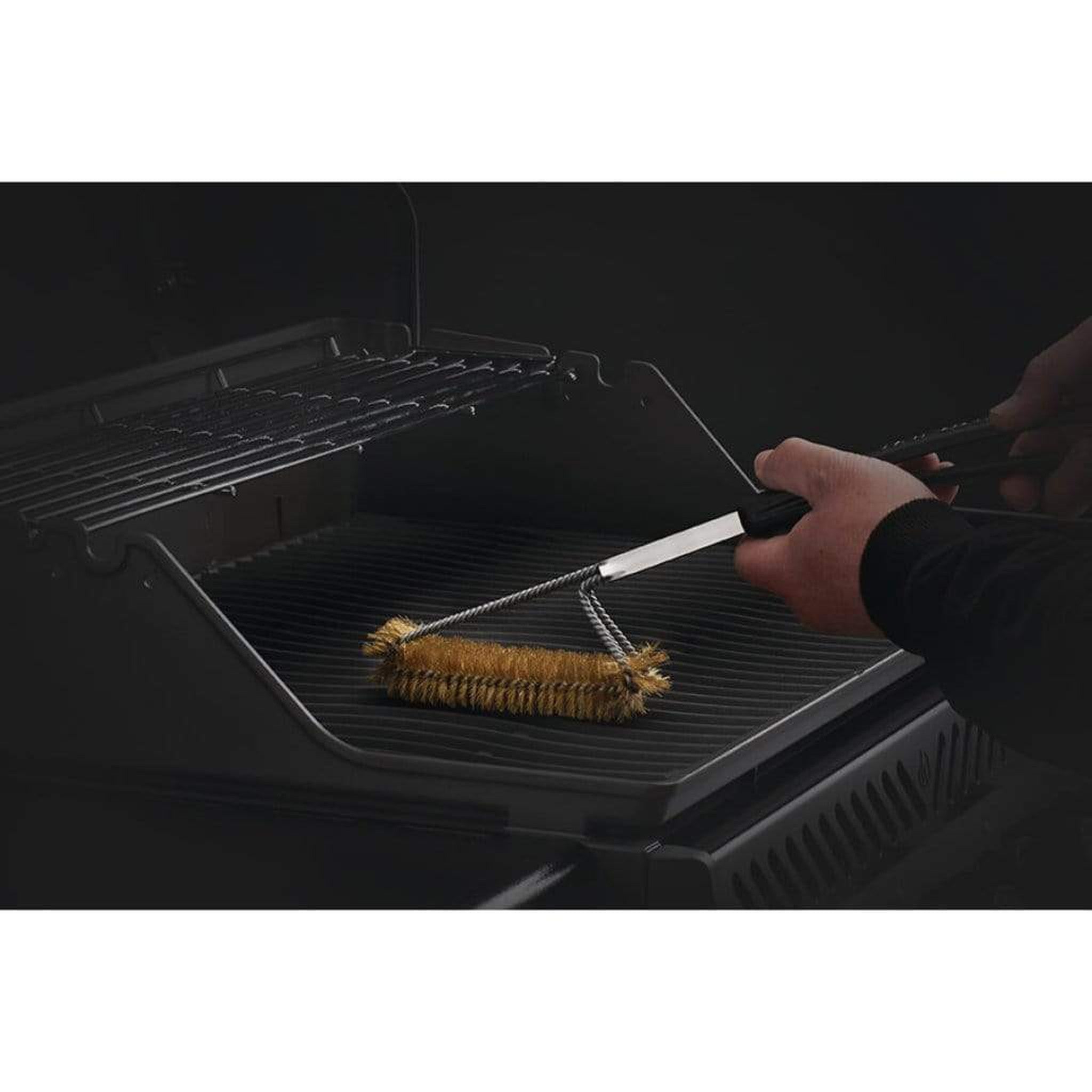Triple-Row Grill Brush with Brass Bristles