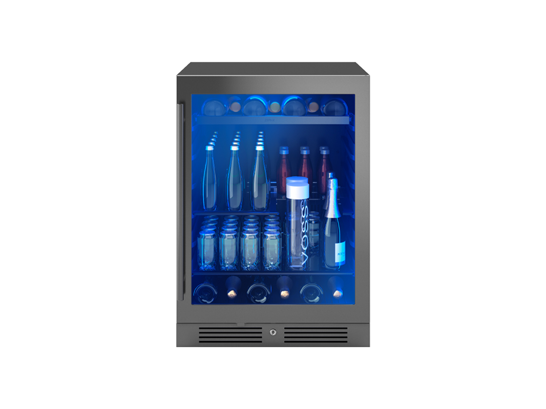 Zephyr Beverage Center 24" Reversible Single Zone - Black Stainless Glass