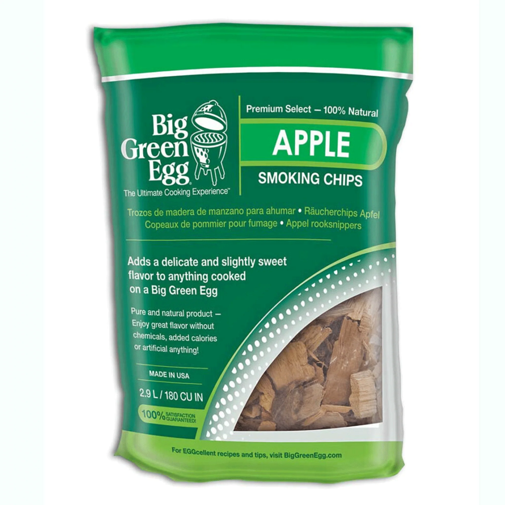 Big Green Egg Premium Kiln Dried Apple Wood Smoking Chips (2.9 L/180 Cu In)