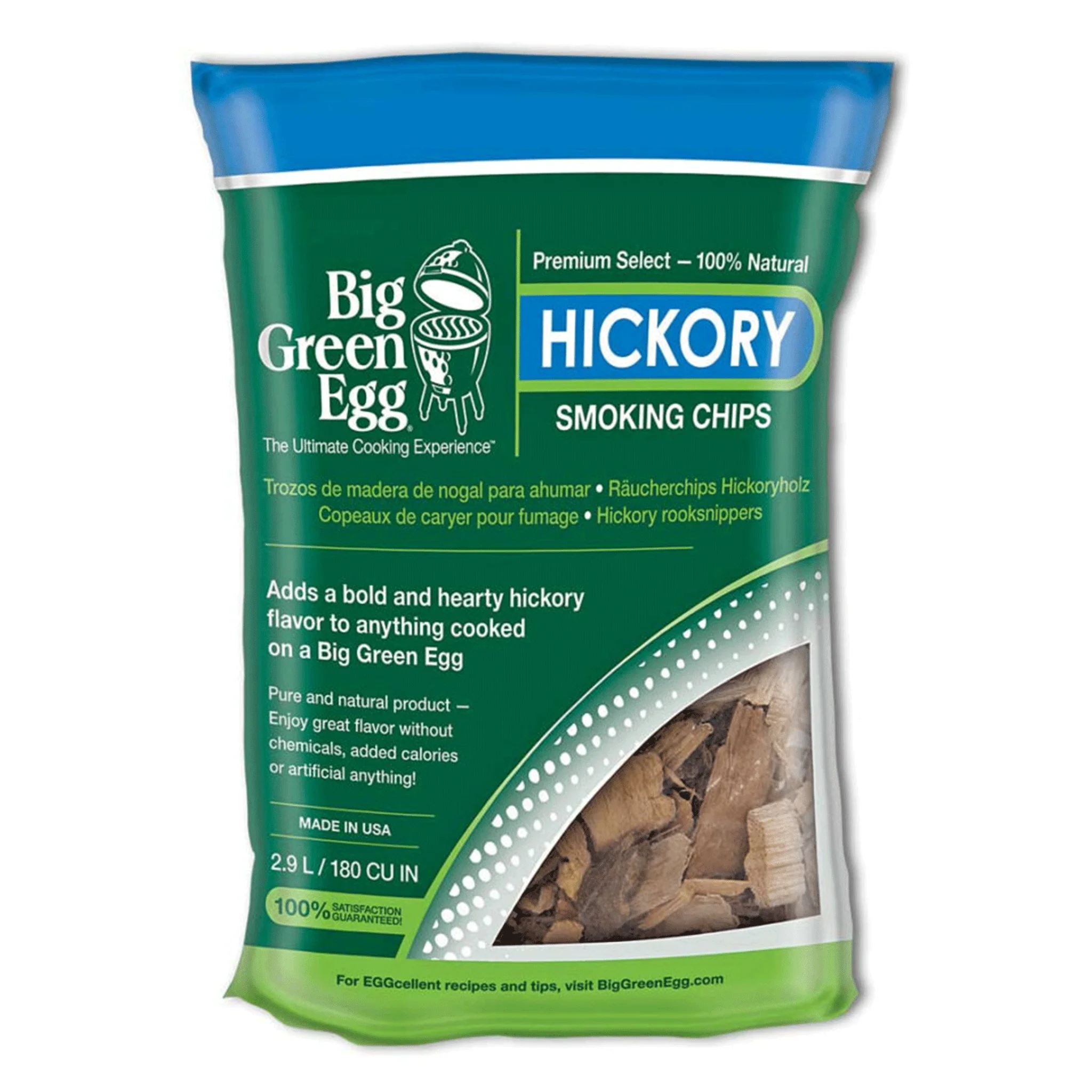 Big Green Egg Premium Kiln Dried Hickory Wood Smoking Chips (2.9 L/180 Cu In)