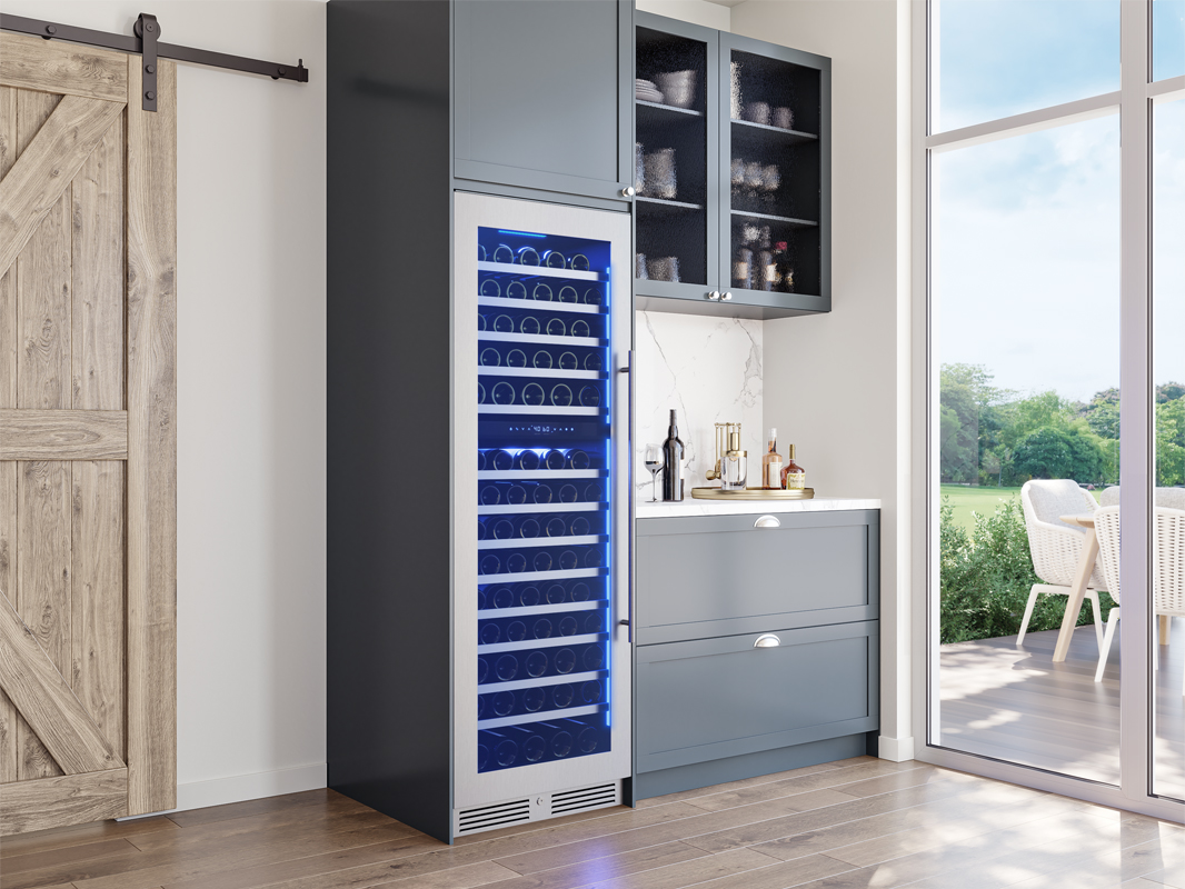 Zephyr Wine cooler 24" full size ss + glass reversible 2 zones