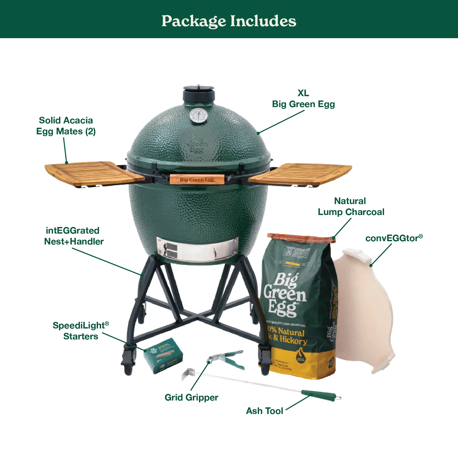 Big Green Egg Xl Big Green Egg In An Integgrated Nest+Handler With Mates Package