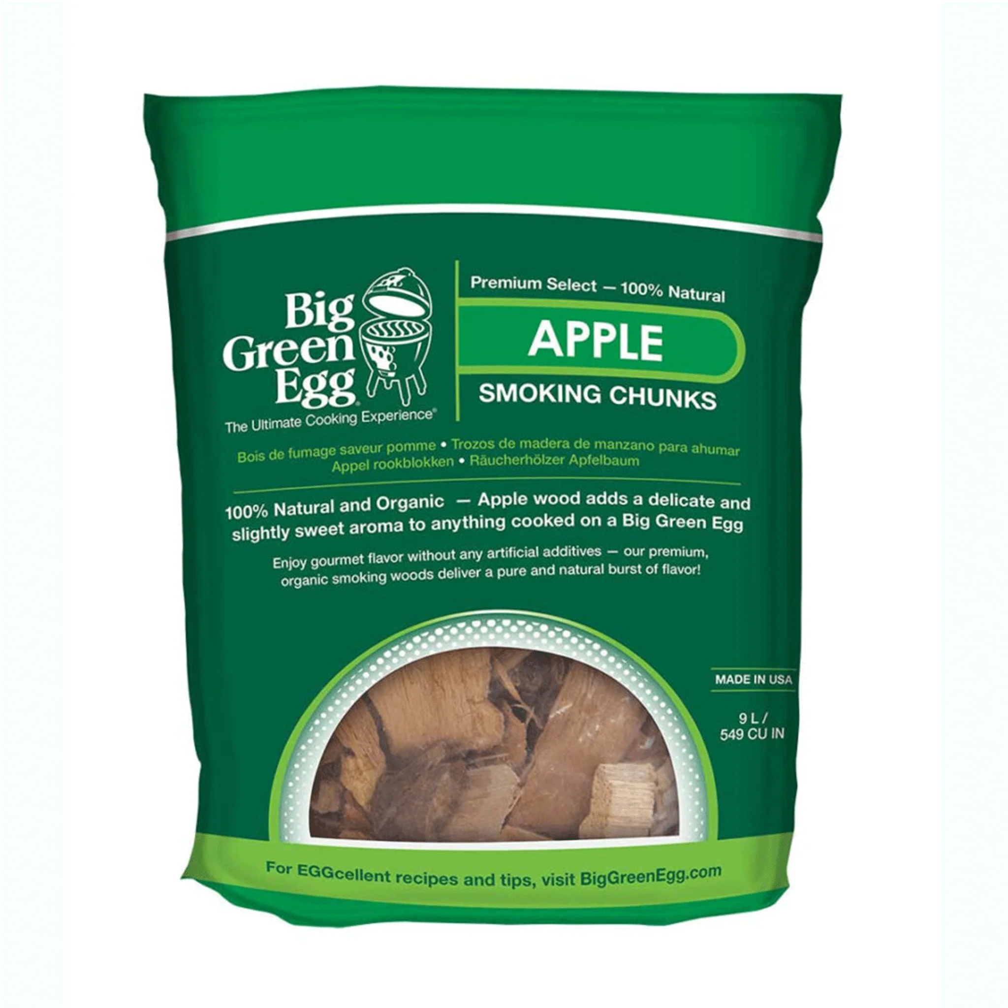 Big Green Egg Premium Kiln Dried Apple Wood Smoking Chunks (9 L/549 Cu In)
