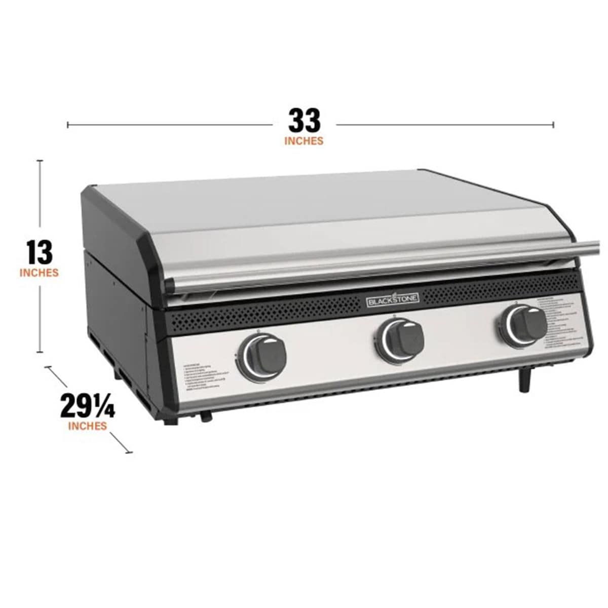 Blackstone 28" Deep Kitchen Griddle in Stainless 
Steel w/Hood-NATURAL GAS ready