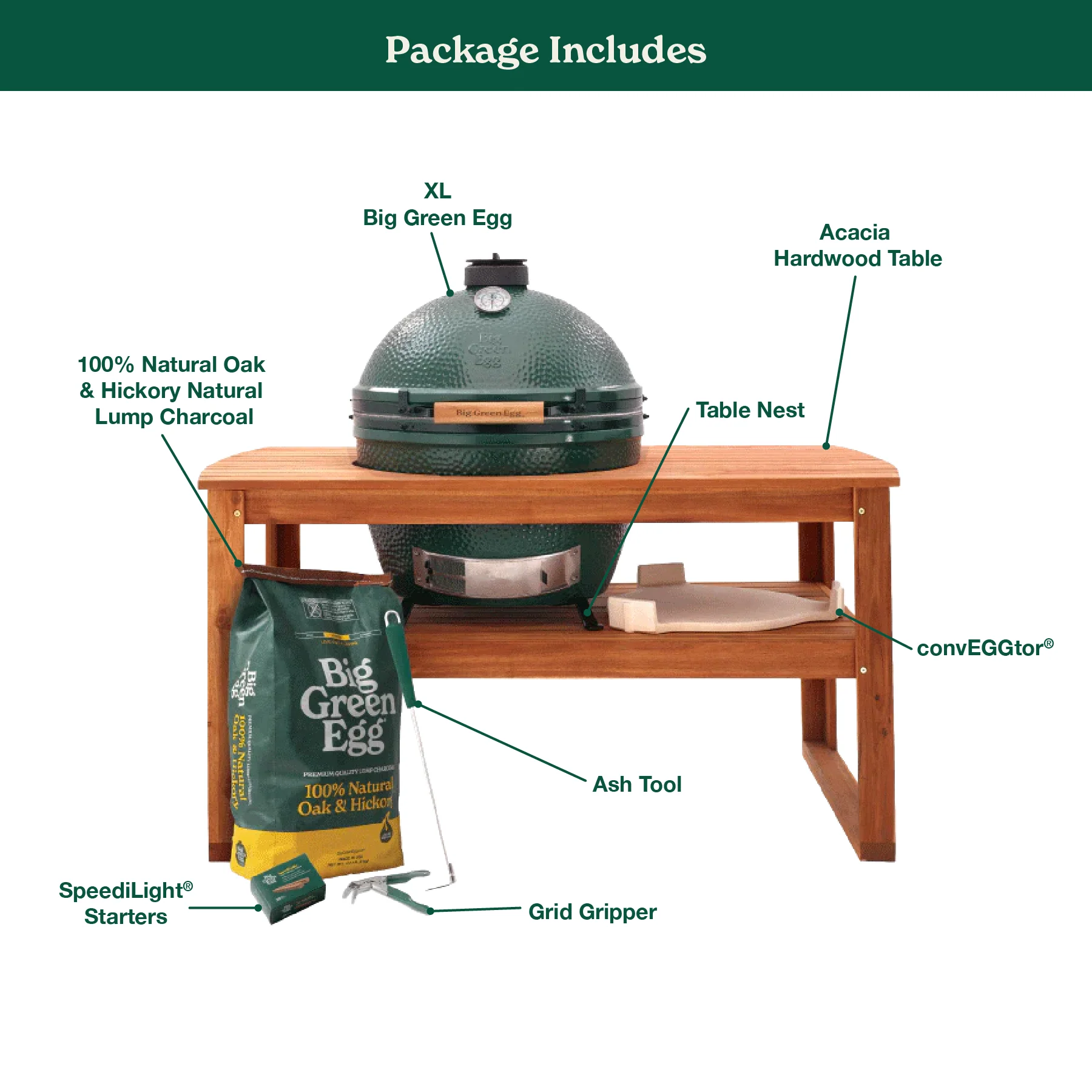 Big Green Egg Xl Big Green Egg In Acacia Table Package