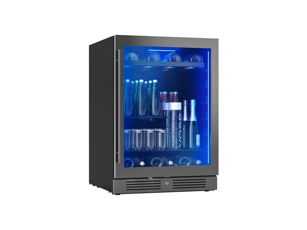 Zephyr Beverage Center 24" Reversible Single Zone - Black Stainless Glass