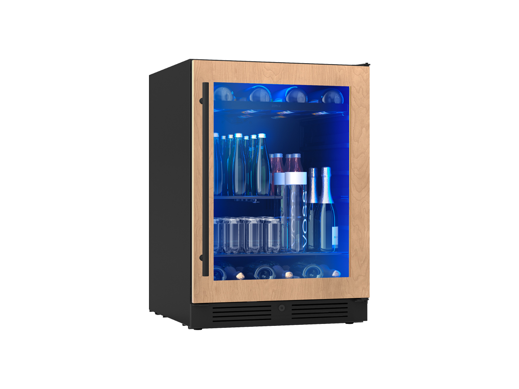 Zephyr Beverage Center 24" Reversible Single Zone - Panel Glass