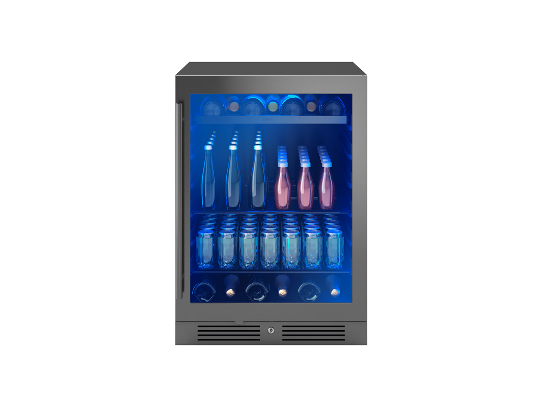 Zephyr Beverage Center 24" Reversible Single Zone - Black Stainless Glass