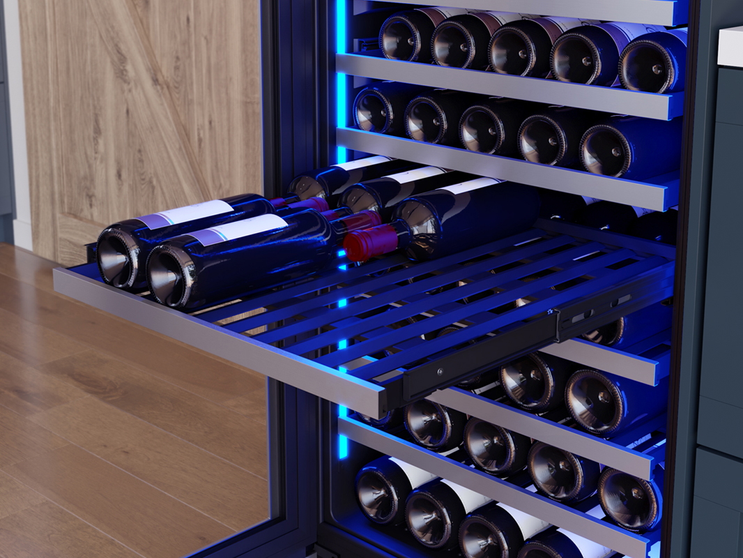 Zephyr Wine cooler 24" full size ss + glass reversible 2 zones