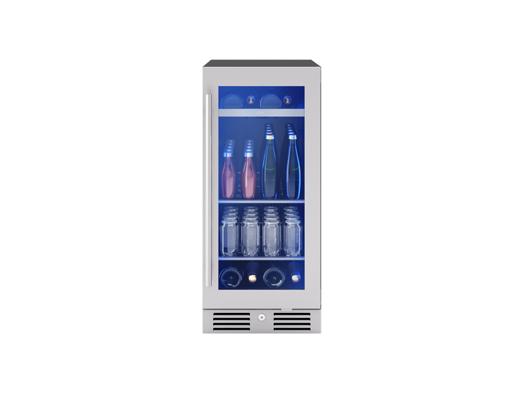Zephyr Beverage Center 15" Reversible Single Zone Stainless & Gla