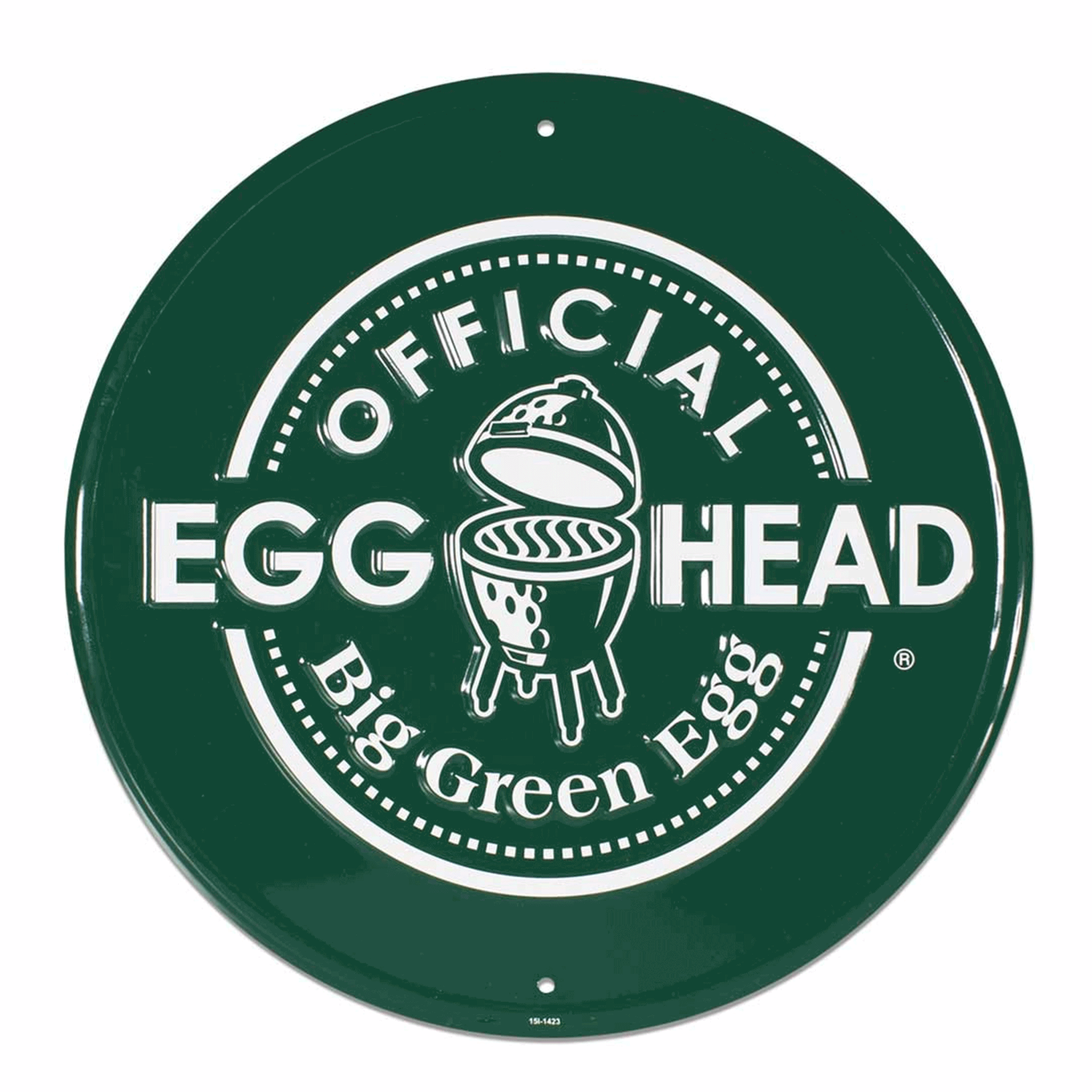 Big Green Egg Round Stamped Aluminum Official Egghead Sign, Green
