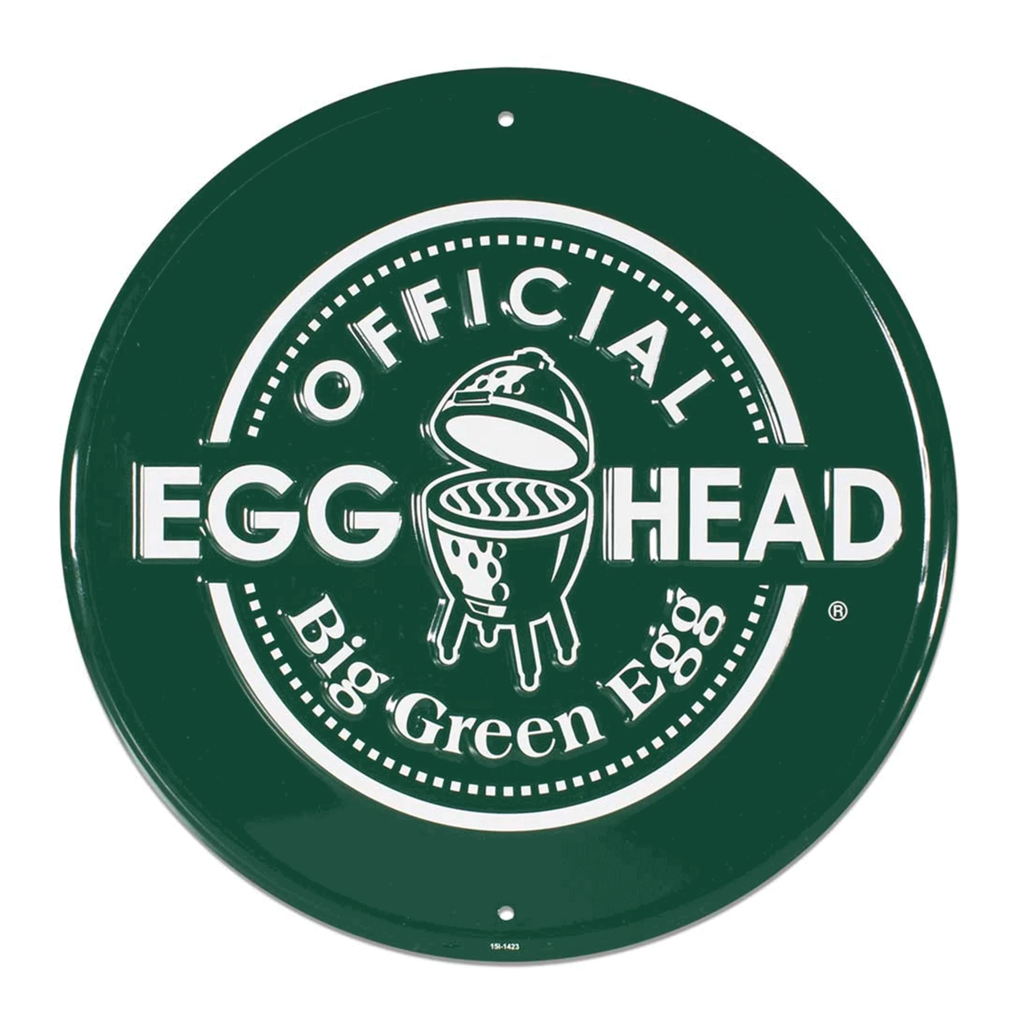 Big Green Egg Round Stamped Aluminum Official Egghead Sign, Green