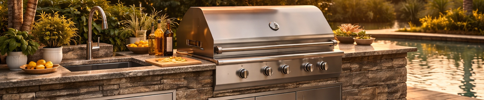 Kitchen Components - Outdoor kitchen island with sink, drawers, and granite countertop