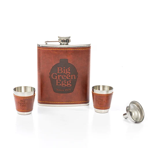 Big Green Egg Leather Flask Gift Set